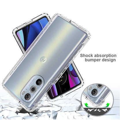 For Motorola Edge 30 Pro (Motorola Edge+ (2022)) Well-protected Transparent TPU + PC Hybrid Case Gradient Color Anti-fall Phone Cover