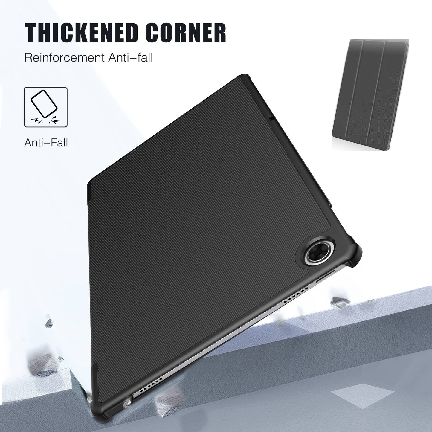 For Lenovo Tab M10 Plus (Gen 3) Trifold Stand Full Protection PU Leather Tablet Case Auto Wake/Sleep Protective Cover