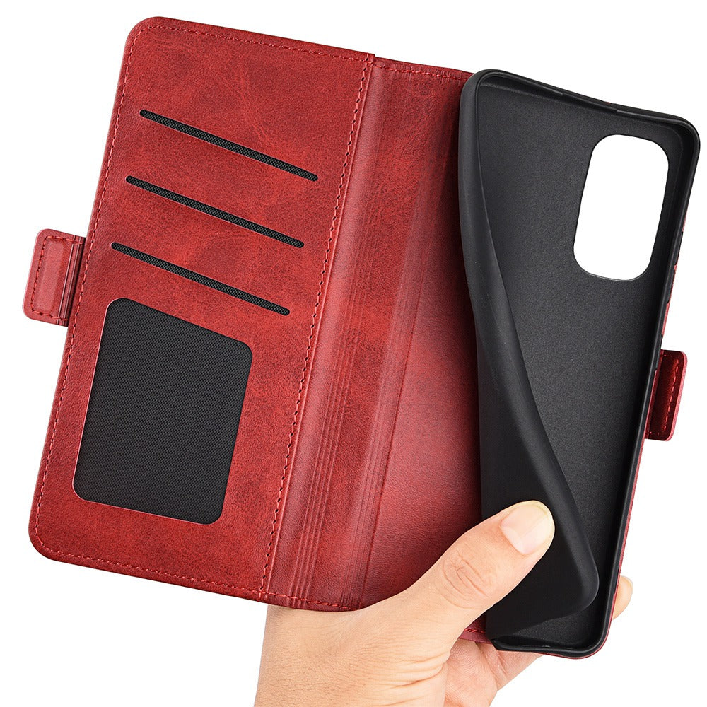 For Motorola Edge 30 5G Textured PU Leather Wallet Stand Phone Case Dual Magnetic Clasp Protective Shell