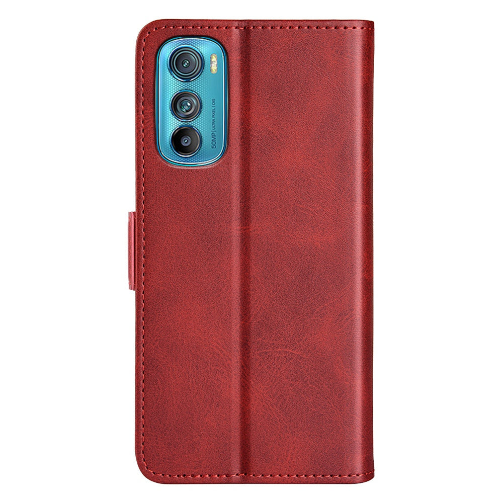 For Motorola Edge 30 5G Textured PU Leather Wallet Stand Phone Case Dual Magnetic Clasp Protective Shell