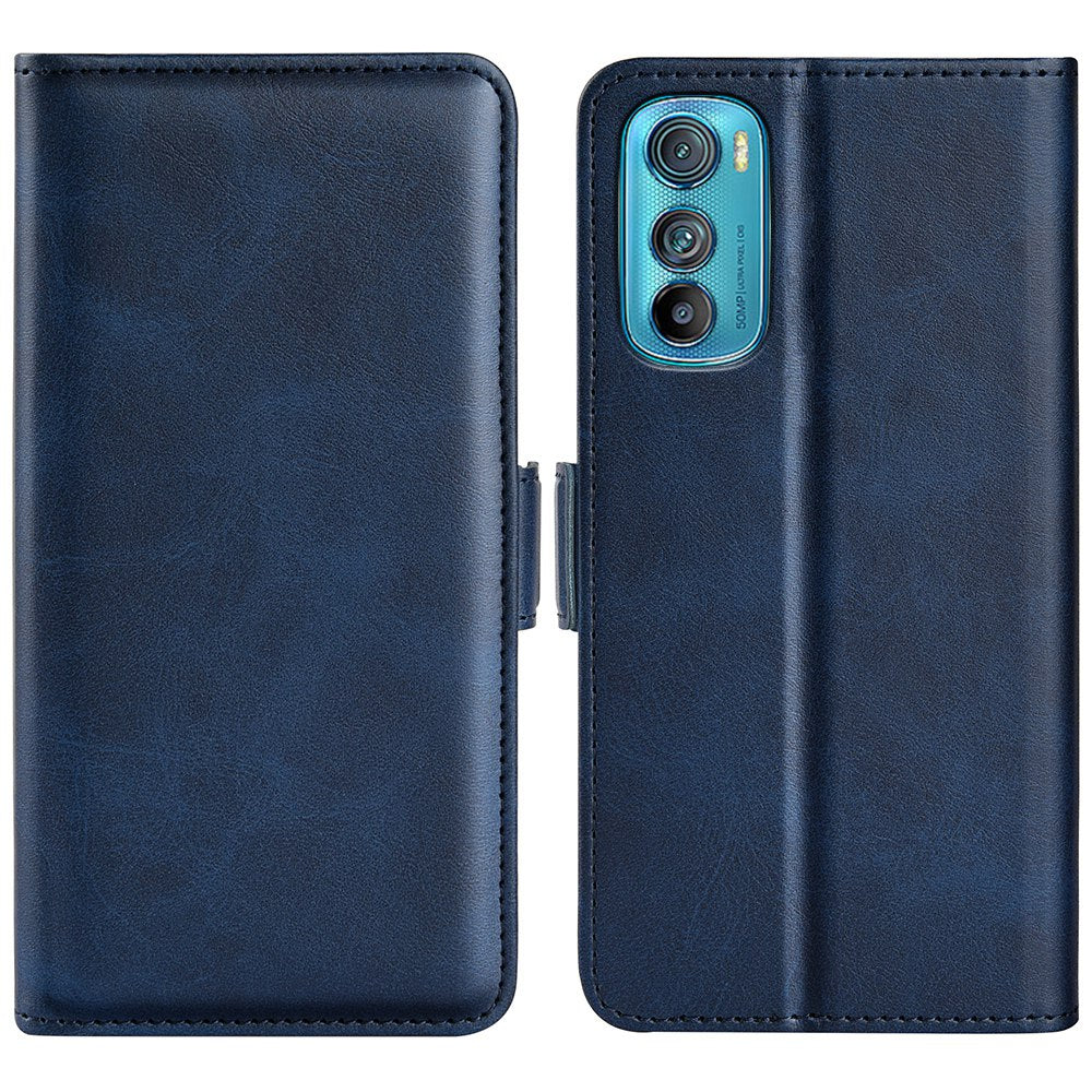 For Motorola Edge 30 5G Textured PU Leather Wallet Stand Phone Case Dual Magnetic Clasp Protective Shell