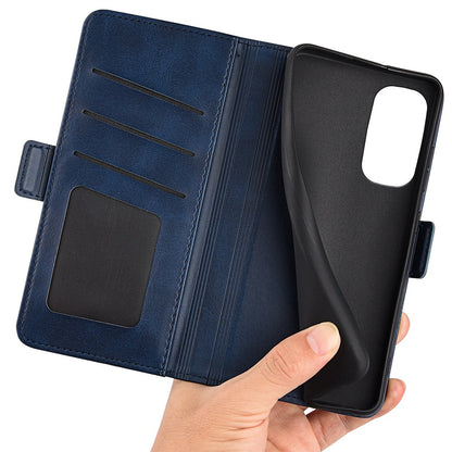 For Motorola Edge 30 5G Textured PU Leather Wallet Stand Phone Case Dual Magnetic Clasp Protective Shell