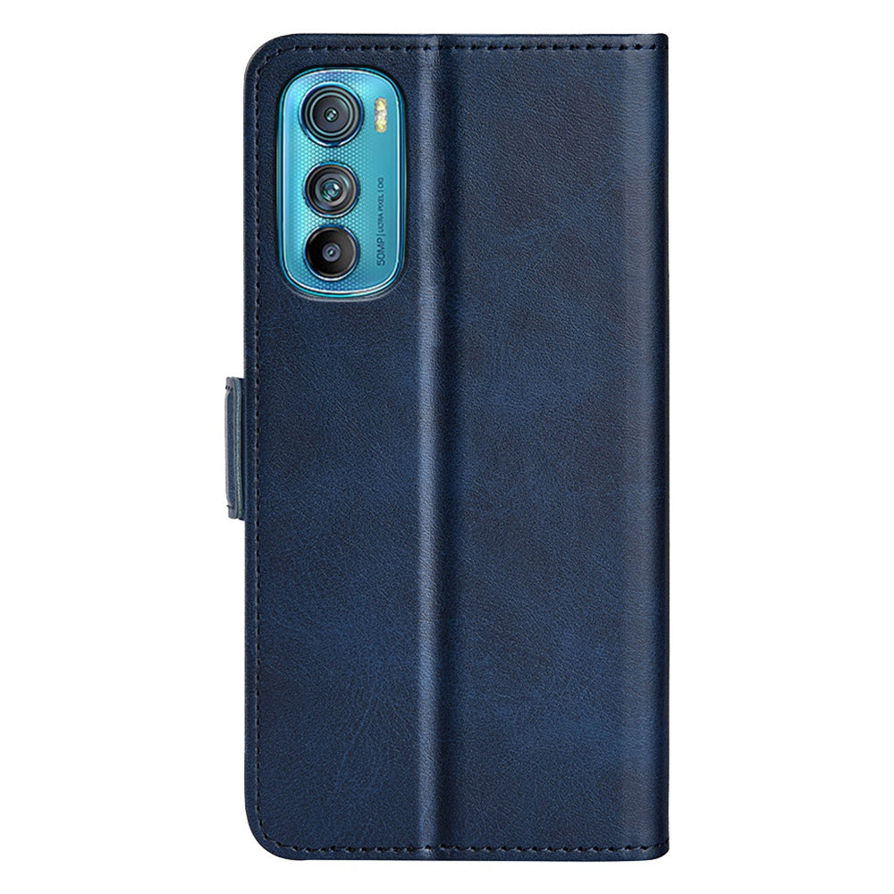 For Motorola Edge 30 5G Textured PU Leather Wallet Stand Phone Case Dual Magnetic Clasp Protective Shell