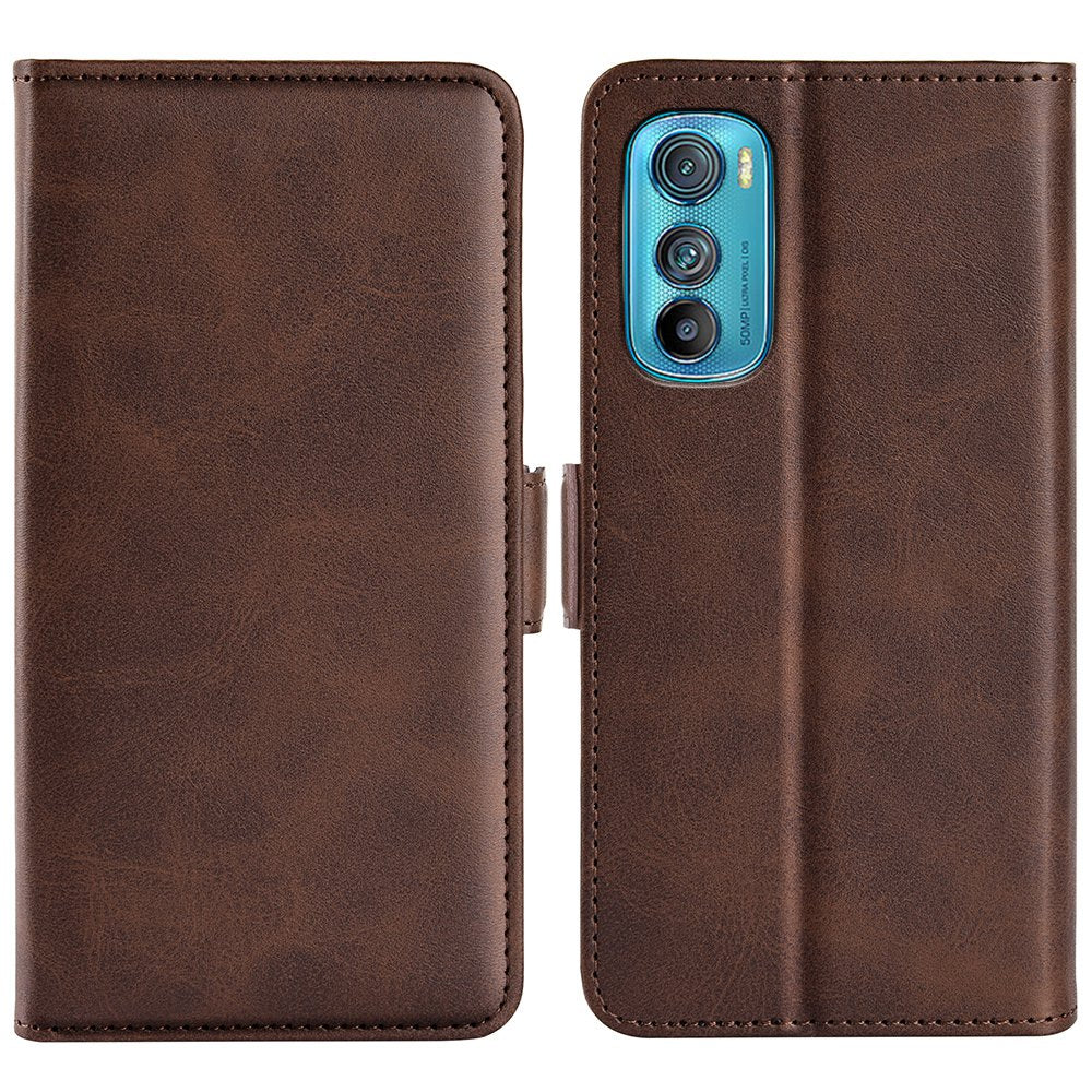 For Motorola Edge 30 5G Textured PU Leather Wallet Stand Phone Case Dual Magnetic Clasp Protective Shell