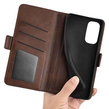 For Motorola Edge 30 5G Textured PU Leather Wallet Stand Phone Case Dual Magnetic Clasp Protective Shell