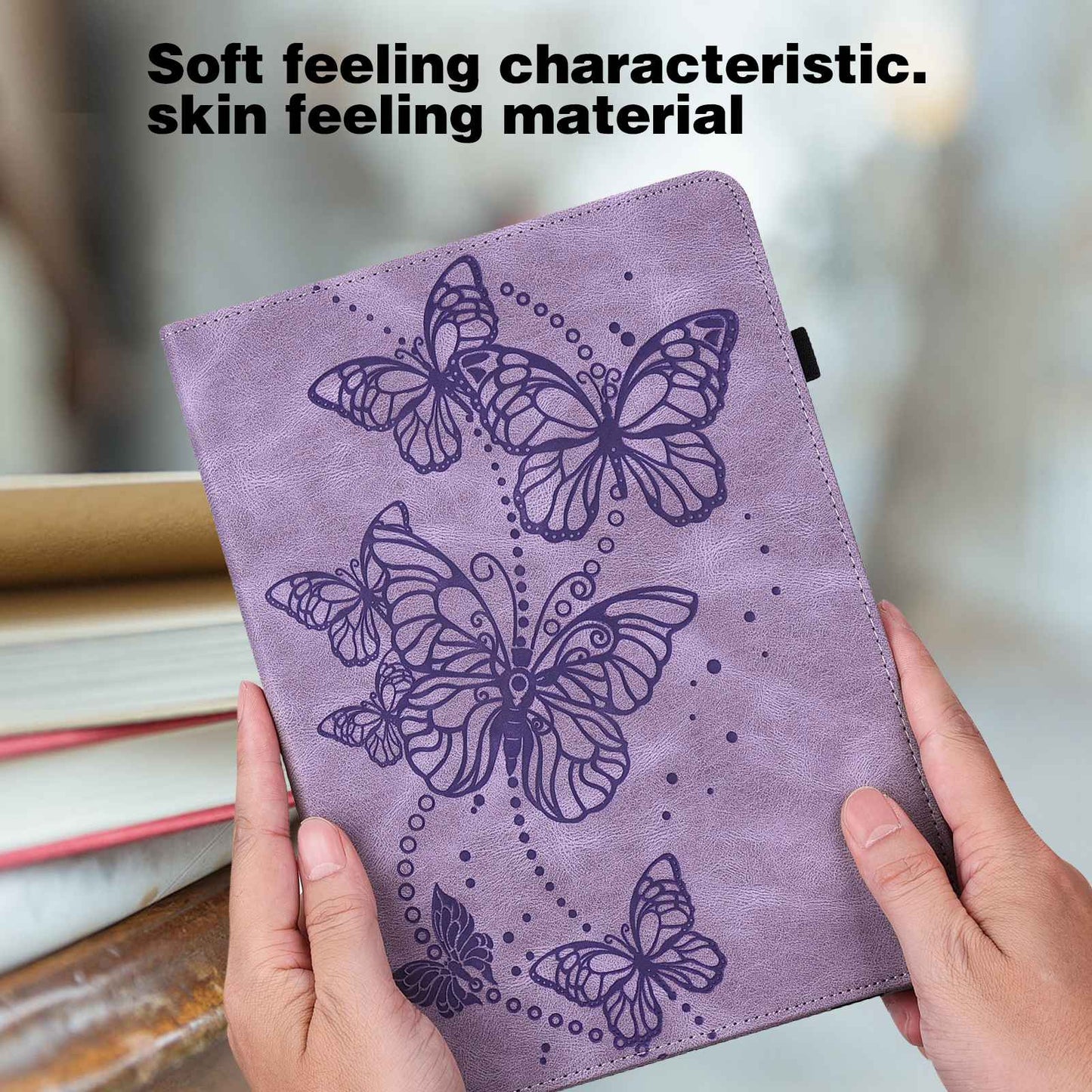 For Lenovo Tab M10 Plus (Gen 3) PU Leather Tablet Case Imprinting Butterflies Stand Card Holder Full Protection Cover with Auto Wake/Sleep