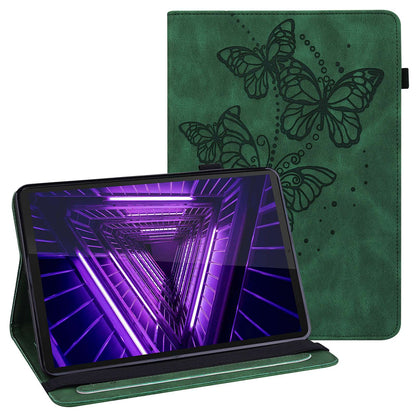 For Lenovo Tab M10 Plus (Gen 3) PU Leather Tablet Case Imprinting Butterflies Stand Card Holder Full Protection Cover with Auto Wake/Sleep