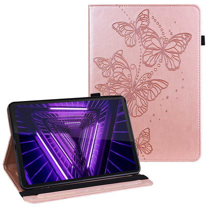 For Lenovo Tab M10 Plus (Gen 3) PU Leather Tablet Case Imprinting Butterflies Stand Card Holder Full Protection Cover with Auto Wake/Sleep