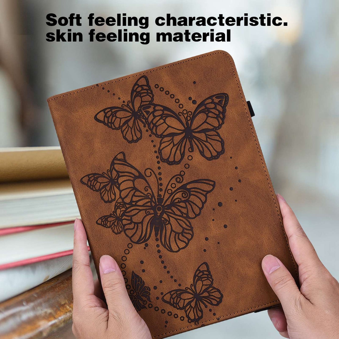 For Lenovo Tab M10 Plus (Gen 3) PU Leather Tablet Case Imprinting Butterflies Stand Card Holder Full Protection Cover with Auto Wake/Sleep