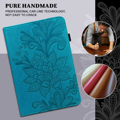 For Lenovo Tab M10 Plus (Gen 3) Flower Imprinting PU Leather Inner TPU Tablet Case Stand Wallet Cover with Auto Wake/Sleep