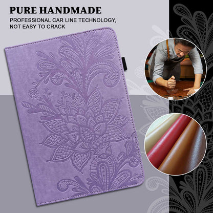 For Lenovo Tab M10 Plus (Gen 3) Flower Imprinting PU Leather Inner TPU Tablet Case Stand Wallet Cover with Auto Wake/Sleep