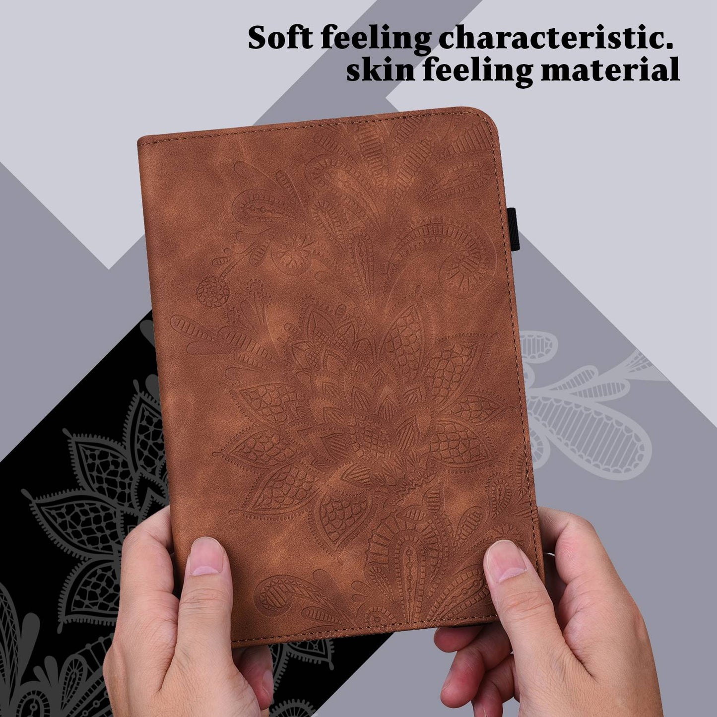 For Lenovo Tab M10 Plus (Gen 3) Flower Imprinting PU Leather Inner TPU Tablet Case Stand Wallet Cover with Auto Wake/Sleep