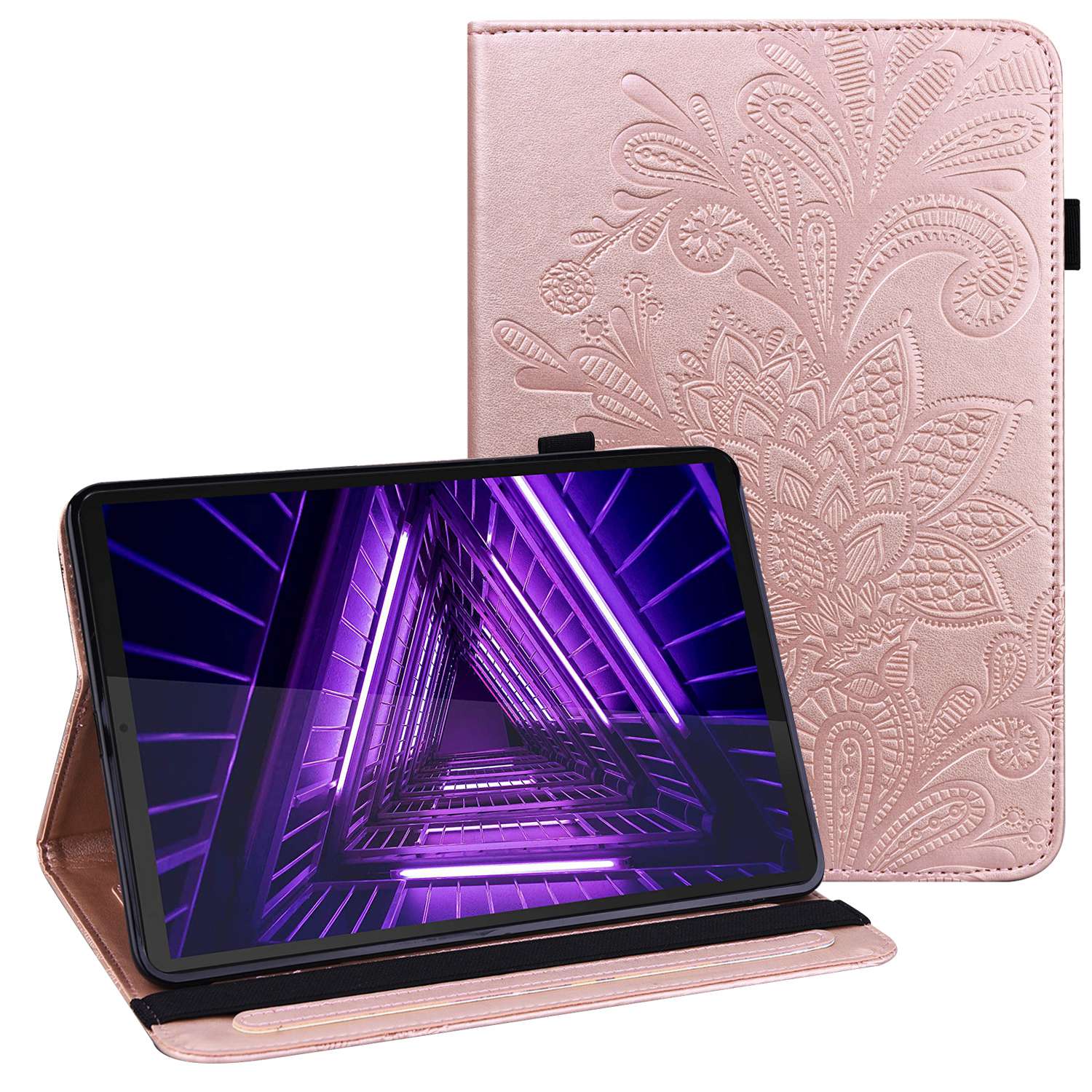 For Lenovo Tab M10 Plus (Gen 3) Flower Imprinting PU Leather Inner TPU Tablet Case Stand Wallet Cover with Auto Wake/Sleep