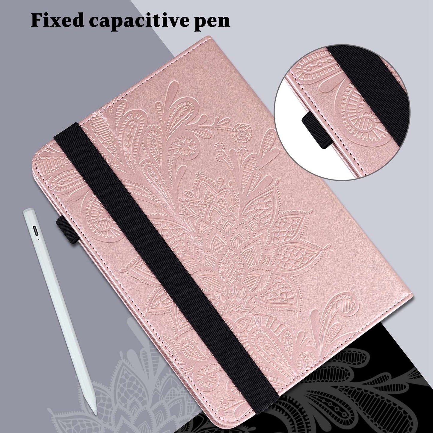 For Lenovo Tab M10 Plus (Gen 3) Flower Imprinting PU Leather Inner TPU Tablet Case Stand Wallet Cover with Auto Wake/Sleep