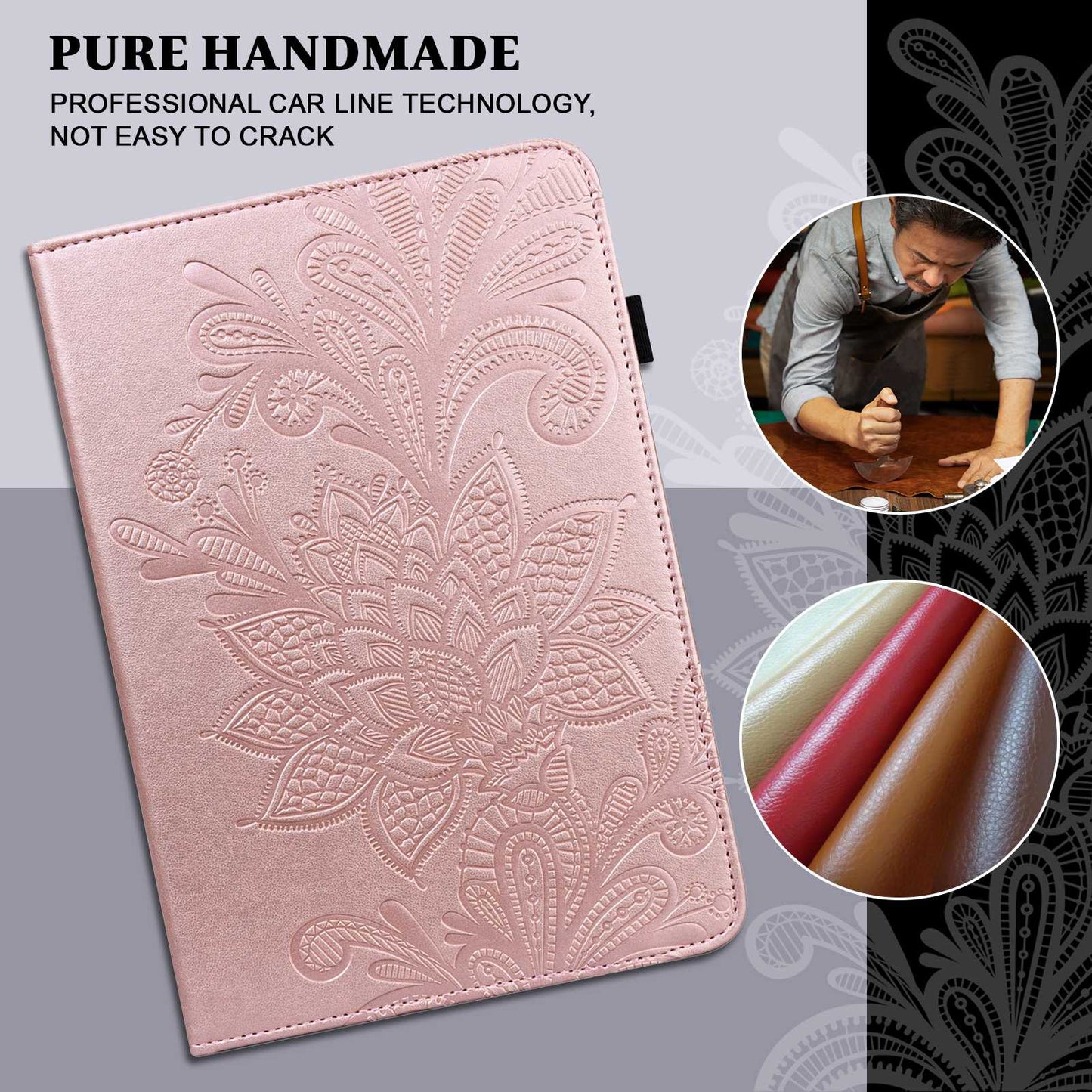 For Lenovo Tab M10 Plus (Gen 3) Flower Imprinting PU Leather Inner TPU Tablet Case Stand Wallet Cover with Auto Wake/Sleep