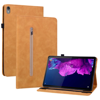 For Lenovo Tab P11 TB-J606F / Tab P11 5G  / Pad Plus Outer Zipper Pocket PU Leather Stand Tablet Case Inner Card Slots Protective Cover