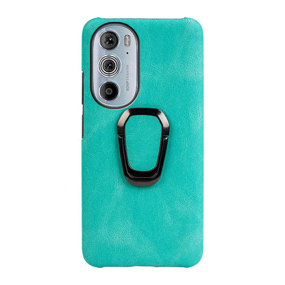 For Motorola Edge 30 Pro (Motorola Edge+ (2022)) Ring Holder Kickstand PU Leather Coated PC Cover Scratch-resistant Phone Case