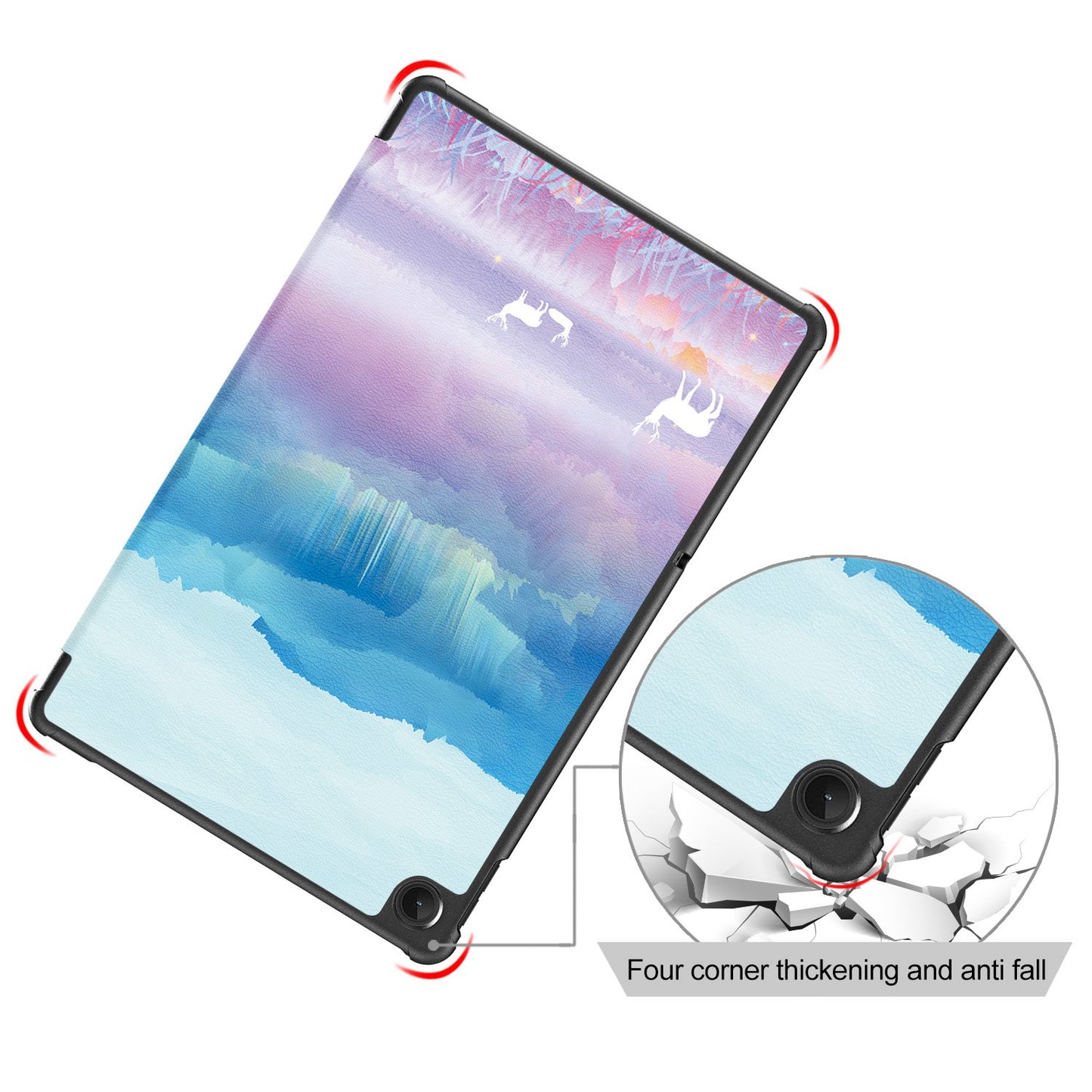 For Lenovo Tab M10 Plus (Gen 3) 10.6 inch 125FTB-128F Trifold Stand Case Pattern Printing PU Leather Auto Wake/Sleep Smart Cover