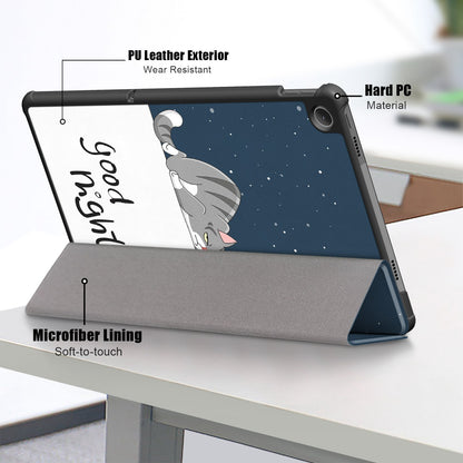 For Lenovo Tab M10 Plus (Gen 3) 10.6 inch 125FTB-128F Trifold Stand Case Pattern Printing PU Leather Auto Wake/Sleep Smart Cover