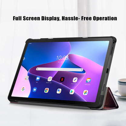 For Lenovo Tab M10 Plus (Gen 3) 10.6 inch 125FTB-128F Trifold Stand Case Pattern Printing PU Leather Auto Wake/Sleep Smart Cover