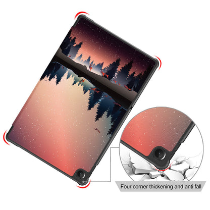 For Lenovo Tab M10 Plus (Gen 3) 10.6 inch 125FTB-128F Trifold Stand Case Pattern Printing PU Leather Auto Wake/Sleep Smart Cover