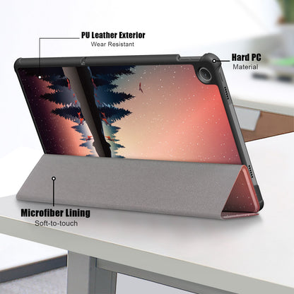 For Lenovo Tab M10 Plus (Gen 3) 10.6 inch 125FTB-128F Trifold Stand Case Pattern Printing PU Leather Auto Wake/Sleep Smart Cover