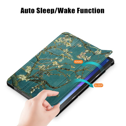 For Lenovo Tab M10 Plus (Gen 3) 10.6 inch 125FTB-128F Trifold Stand Case Pattern Printing PU Leather Auto Wake/Sleep Smart Cover