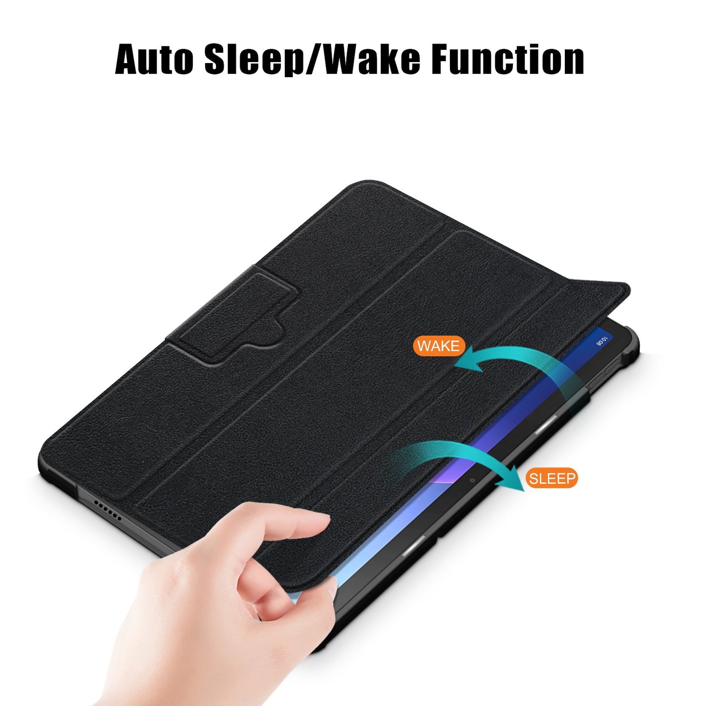 Tablet Covering Shell for Lenovo Tab M10 Plus (Gen 3) 10.6-inch 125FTB-128F Auto Wake/Sleep PC+PU Leather Trifold Stand Cover Shockproof Protection Tablet Case