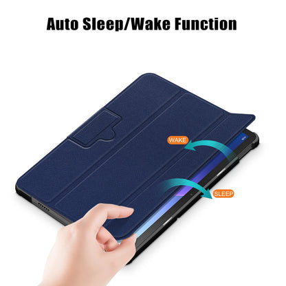 Tablet Covering Shell for Lenovo Tab M10 Plus (Gen 3) 10.6-inch 125FTB-128F Auto Wake/Sleep PC+PU Leather Trifold Stand Cover Shockproof Protection Tablet Case