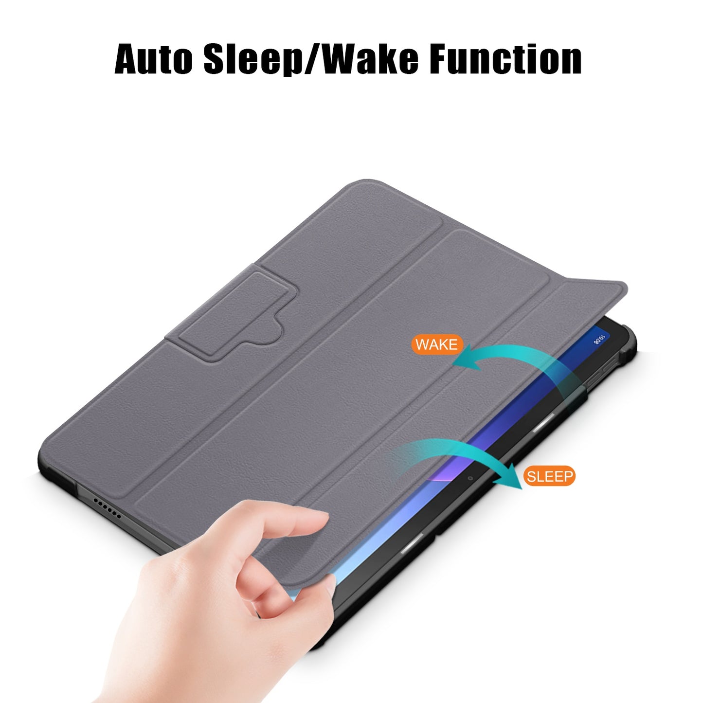 Tablet Covering Shell for Lenovo Tab M10 Plus (Gen 3) 10.6-inch 125FTB-128F Auto Wake/Sleep PC+PU Leather Trifold Stand Cover Shockproof Protection Tablet Case