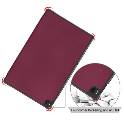 Tablet Covering Shell for Lenovo Tab M10 Plus (Gen 3) 10.6-inch 125FTB-128F Auto Wake/Sleep PC+PU Leather Trifold Stand Cover Shockproof Protection Tablet Case