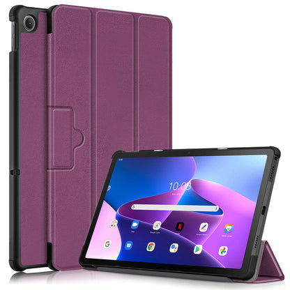 Tablet Covering Shell for Lenovo Tab M10 Plus (Gen 3) 10.6-inch 125FTB-128F Auto Wake/Sleep PC+PU Leather Trifold Stand Cover Shockproof Protection Tablet Case