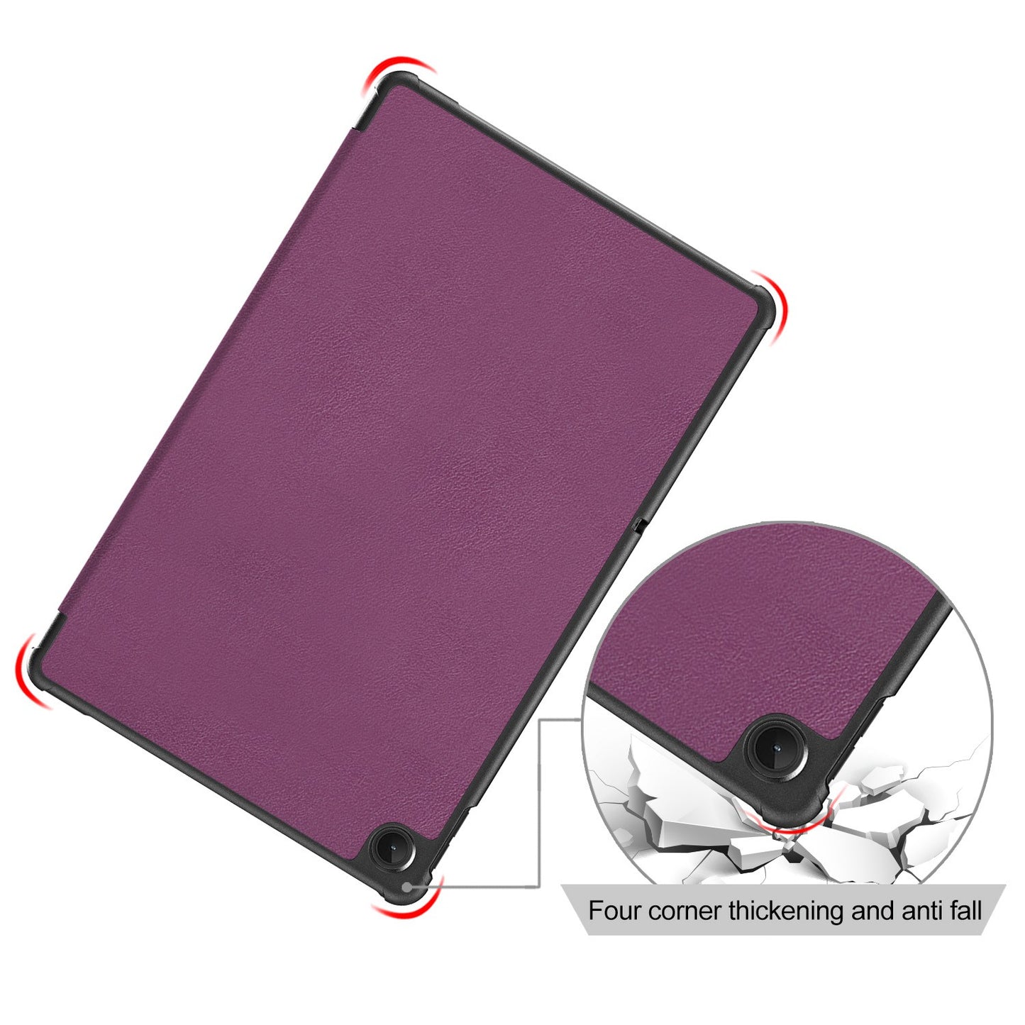 Tablet Covering Shell for Lenovo Tab M10 Plus (Gen 3) 10.6-inch 125FTB-128F Auto Wake/Sleep PC+PU Leather Trifold Stand Cover Shockproof Protection Tablet Case