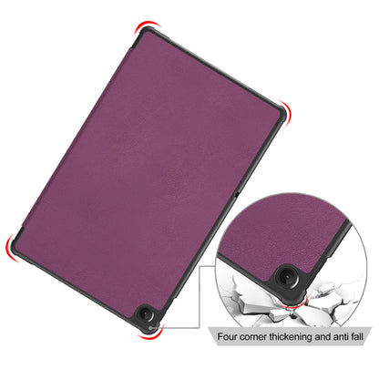 Tablet Covering Shell for Lenovo Tab M10 Plus (Gen 3) 10.6-inch 125FTB-128F Auto Wake/Sleep PC+PU Leather Trifold Stand Cover Shockproof Protection Tablet Case