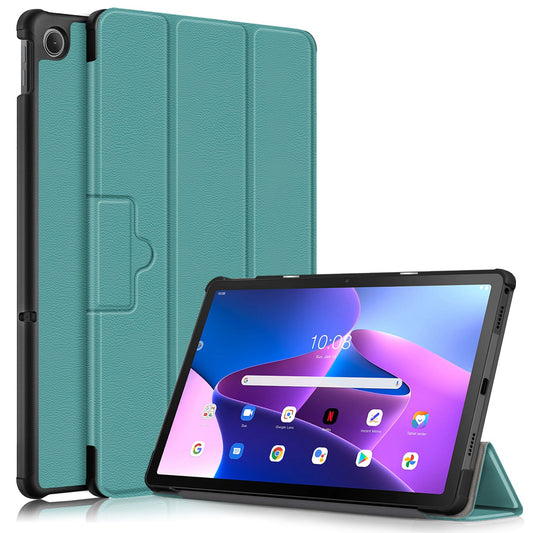 Tablet Covering Shell for Lenovo Tab M10 Plus (Gen 3) 10.6-inch 125FTB-128F Auto Wake/Sleep PC+PU Leather Trifold Stand Cover Shockproof Protection Tablet Case