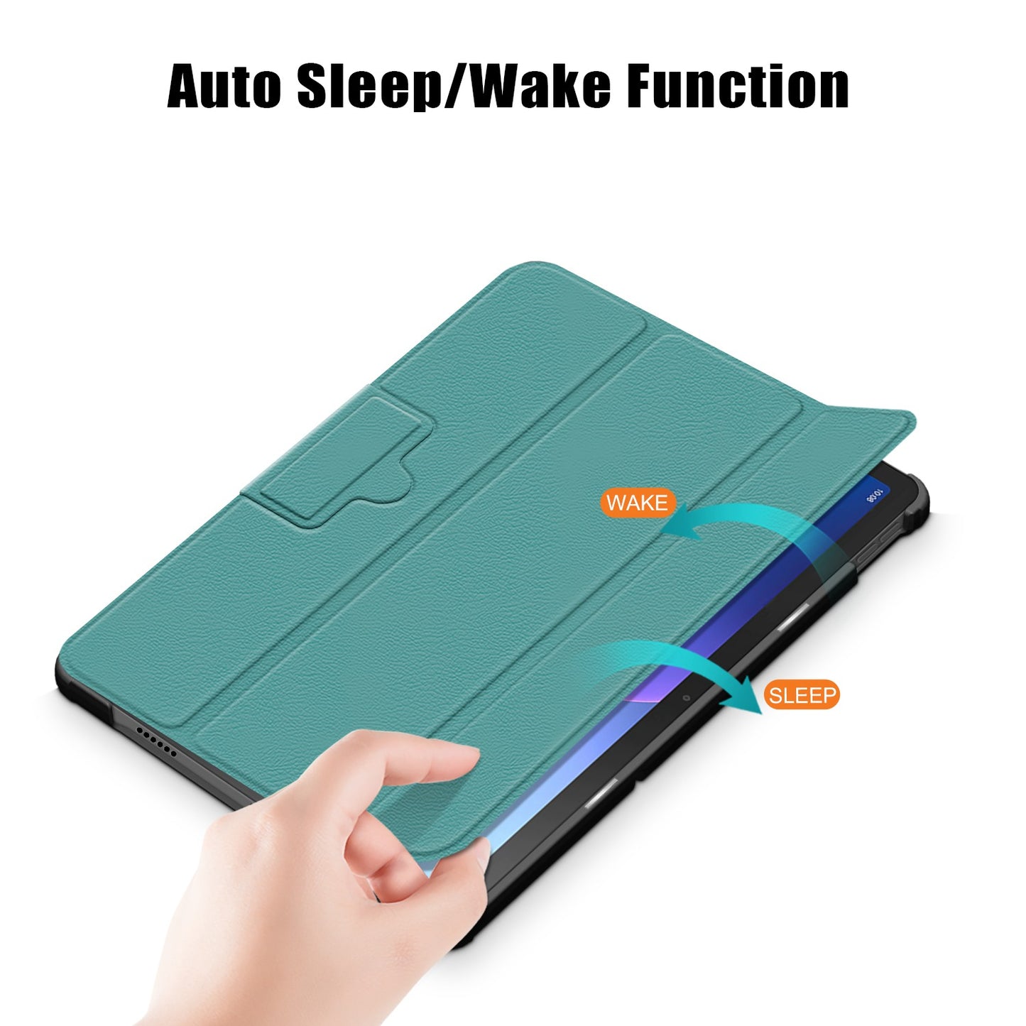 Tablet Covering Shell for Lenovo Tab M10 Plus (Gen 3) 10.6-inch 125FTB-128F Auto Wake/Sleep PC+PU Leather Trifold Stand Cover Shockproof Protection Tablet Case