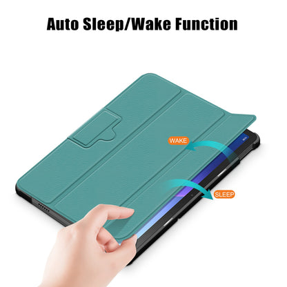 Tablet Covering Shell for Lenovo Tab M10 Plus (Gen 3) 10.6-inch 125FTB-128F Auto Wake/Sleep PC+PU Leather Trifold Stand Cover Shockproof Protection Tablet Case