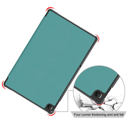 Tablet Covering Shell for Lenovo Tab M10 Plus (Gen 3) 10.6-inch 125FTB-128F Auto Wake/Sleep PC+PU Leather Trifold Stand Cover Shockproof Protection Tablet Case