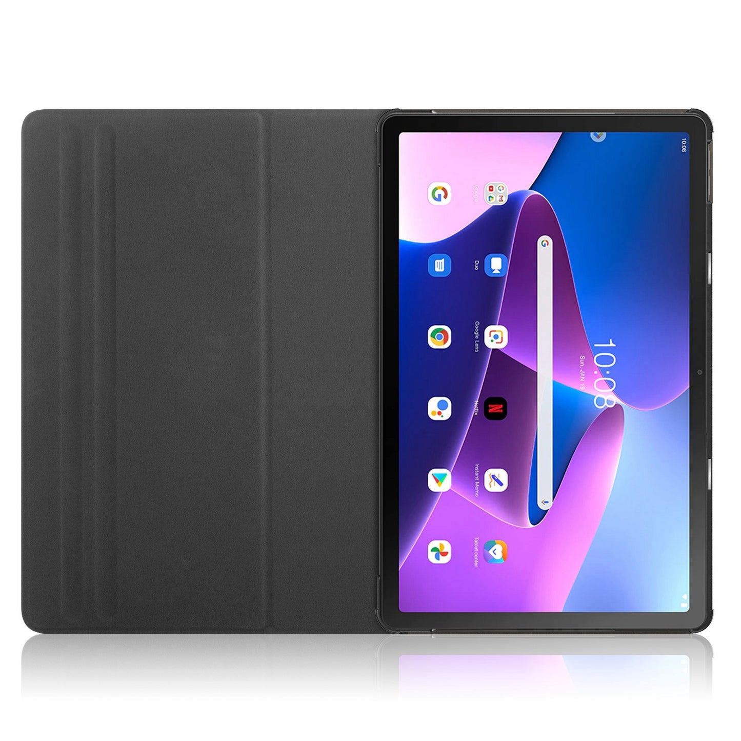 For Lenovo Tab M10 Plus (Gen 3) 10.6 Rotary Kickstand Pen Holder Design Solid Color Case Textured Surface Enhanced Magnetic Absorption Tablet Cover