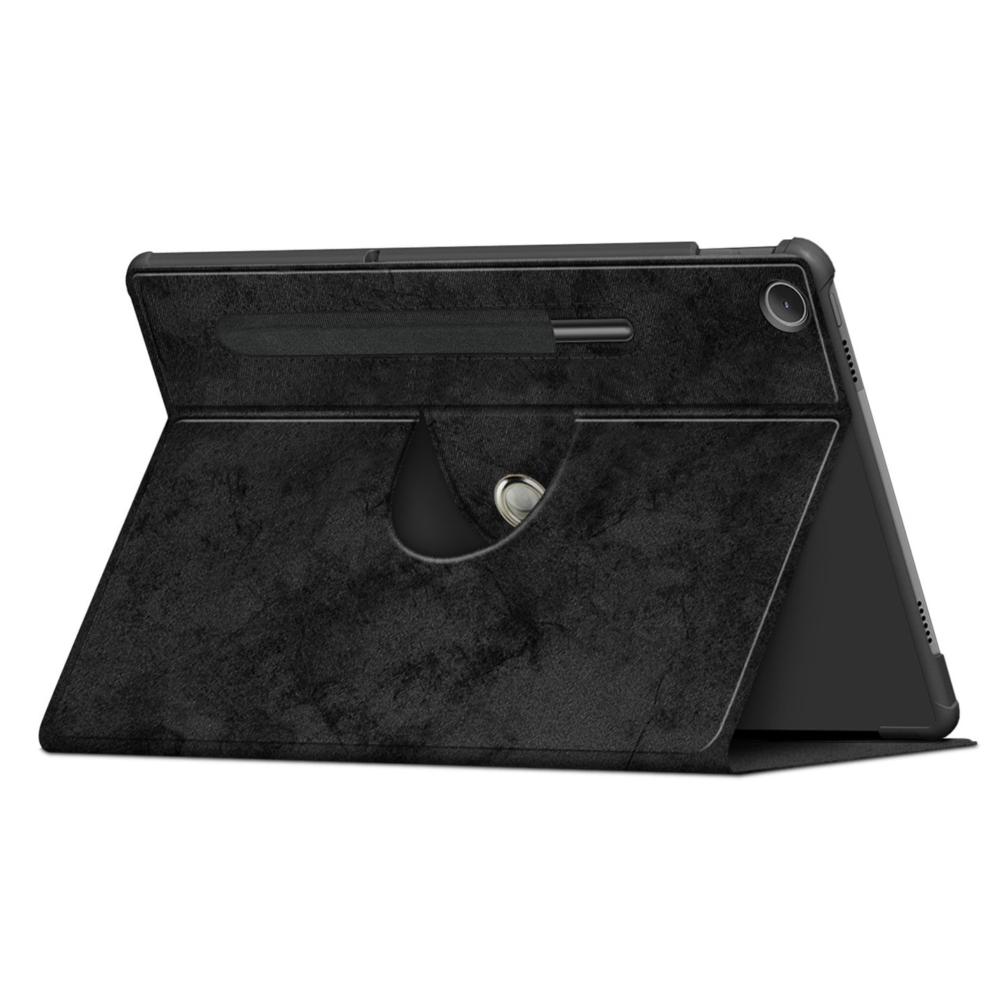 For Lenovo Tab M10 Plus (Gen 3) 10.6 Rotary Kickstand Pen Holder Design Solid Color Case Textured Surface Enhanced Magnetic Absorption Tablet Cover