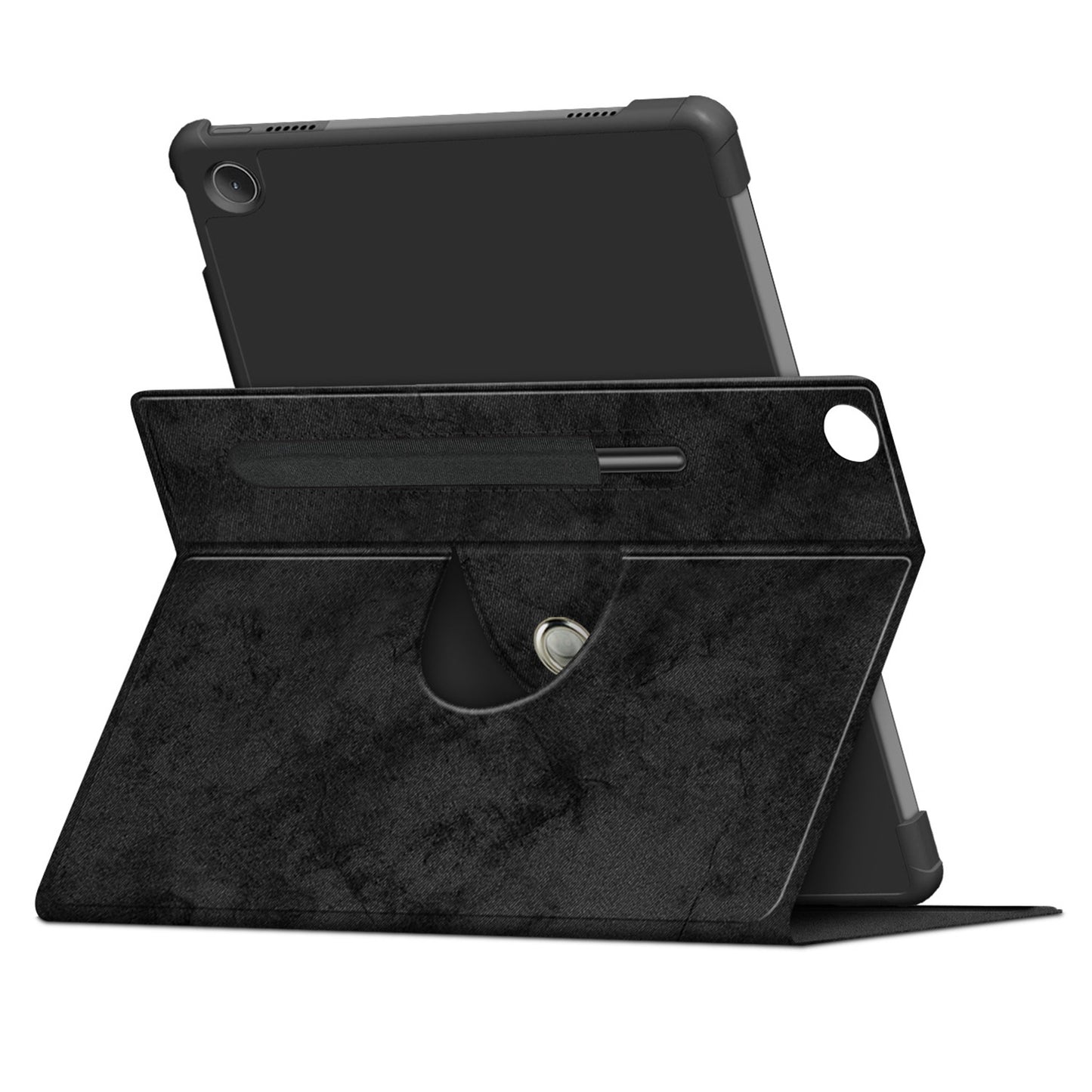 For Lenovo Tab M10 Plus (Gen 3) 10.6 Rotary Kickstand Pen Holder Design Solid Color Case Textured Surface Enhanced Magnetic Absorption Tablet Cover