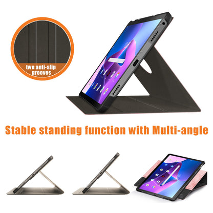 For Lenovo Tab M10 Plus (Gen 3) 10.6 Rotary Kickstand Pen Holder Design Solid Color Case Textured Surface Enhanced Magnetic Absorption Tablet Cover