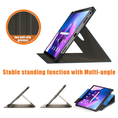 For Lenovo Tab M10 Plus (Gen 3) 10.6 Rotary Kickstand Pen Holder Design Solid Color Case Textured Surface Enhanced Magnetic Absorption Tablet Cover