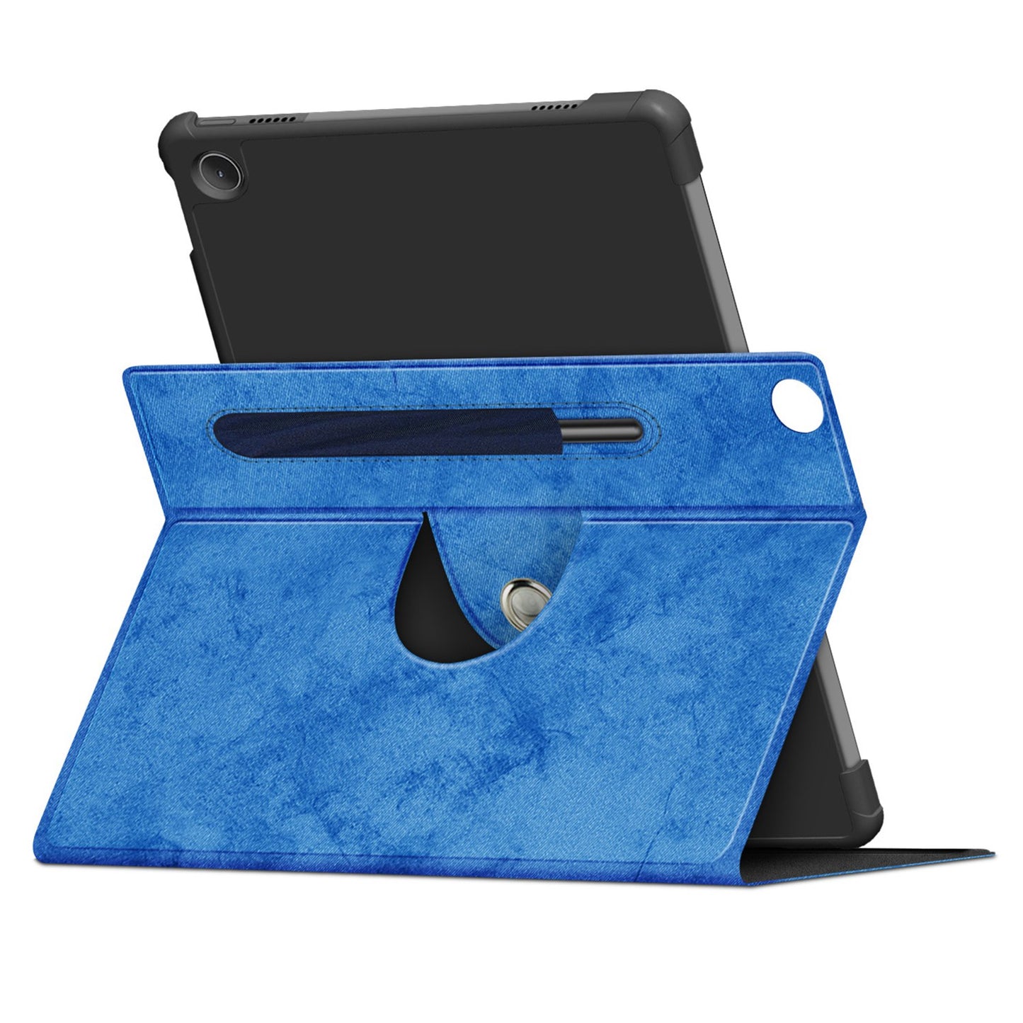 For Lenovo Tab M10 Plus (Gen 3) 10.6 Rotary Kickstand Pen Holder Design Solid Color Case Textured Surface Enhanced Magnetic Absorption Tablet Cover