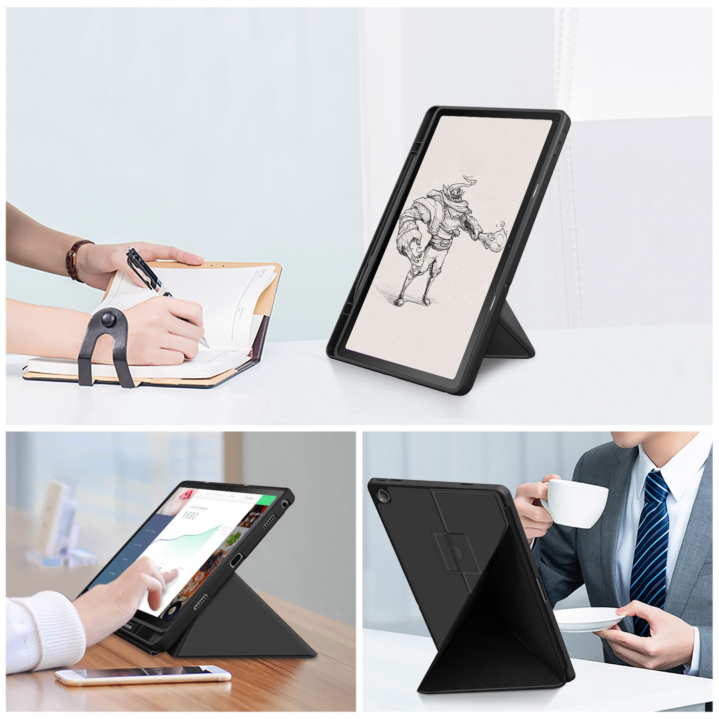 For Lenovo Tab M10 Plus (Gen 3) 10.6 inch 125F/128F Origami Stand PU Leather + TPU Tablet Case Shockproof Cover with Auto Wake/Sleep