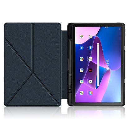 For Lenovo Tab M10 Plus (Gen 3) 10.6 inch 125F/128F Origami Stand PU Leather + TPU Tablet Case Shockproof Cover with Auto Wake/Sleep