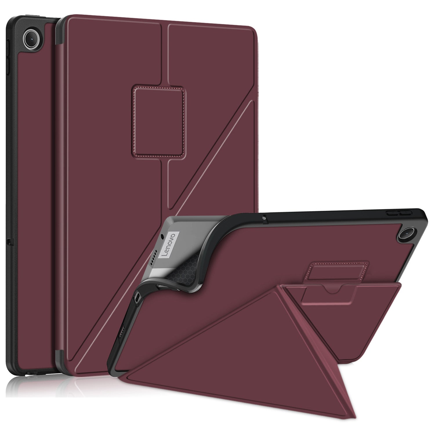 For Lenovo Tab M10 Plus (Gen 3) 10.6 inch 125F/128F Origami Stand PU Leather + TPU Tablet Case Shockproof Cover with Auto Wake/Sleep