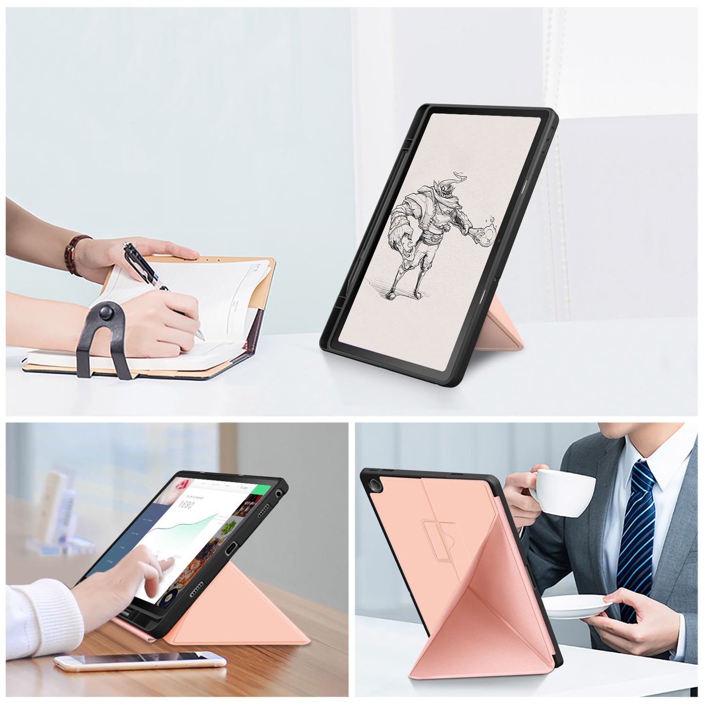 For Lenovo Tab M10 Plus (Gen 3) 10.6 inch 125F/128F Origami Stand PU Leather + TPU Tablet Case Shockproof Cover with Auto Wake/Sleep