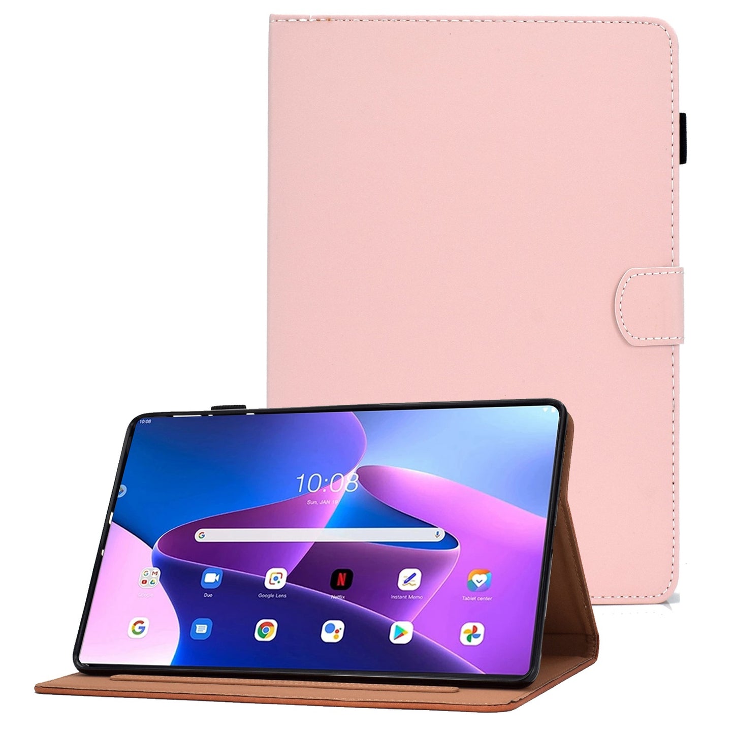 For Lenovo Tab M10 Plus (Gen 3) Auto Wake/Sleep Function Leather Tablet Case Card Slots Design Magnetic Anti-fall Cover with Stand