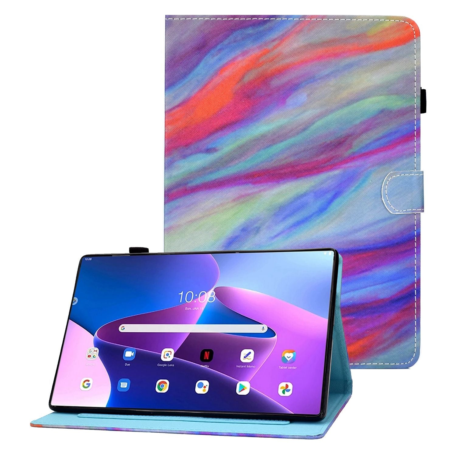 For Lenovo Tab M10 Plus (Gen 3) Pattern Printed Leather Tablet Case Shockproof Card Slots Design Magnetic Cover with Stand